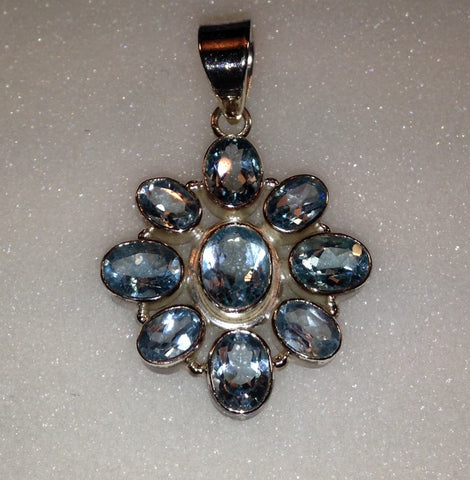 Blue Topaz Sterling Silver Pendant