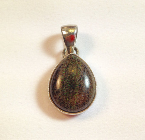 Boulder Black Opal Sterling Silver Pendant