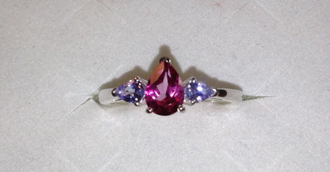 Mystic Pink Topaz & Tanzanite Sterling Silver Ring