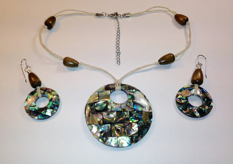 Abalone Hemp Necklace & Earrings Set