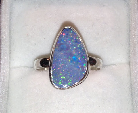 Australian Boulder Opal Sterling Silver Ring