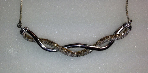 White Diamond and Champagne Diamond Sterling Silver Necklace