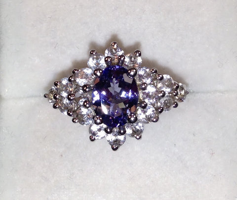 AA Tanzanite & White Topaz Sterling Silver Ring