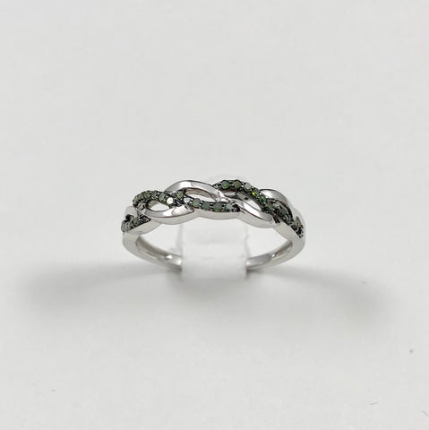 Green Diamond Sterling Silver Ring (Size 7)
