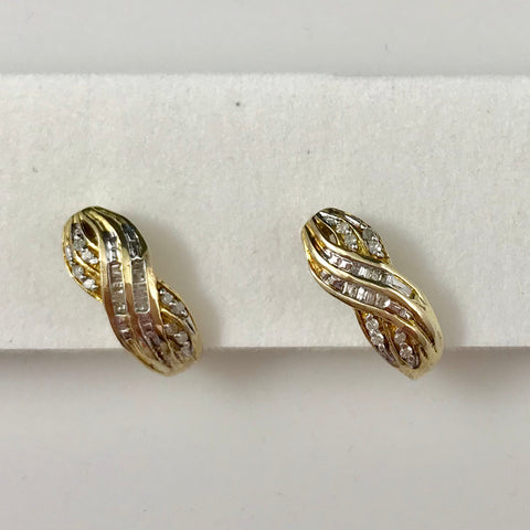 White Diamond Gold Plated Sterling Silver Earrings