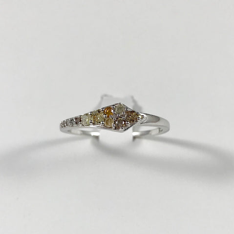 Natural Fancy Diamond Sterling Silver Ring (Size 10)