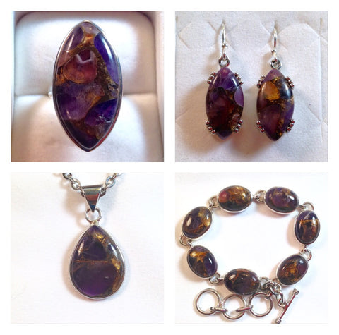 Copper Mojave Amethyst Sterling Silver Jewelry Set