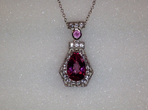 Mystic Pink Topaz & Pink Sapphire Sterling Silver Necklace