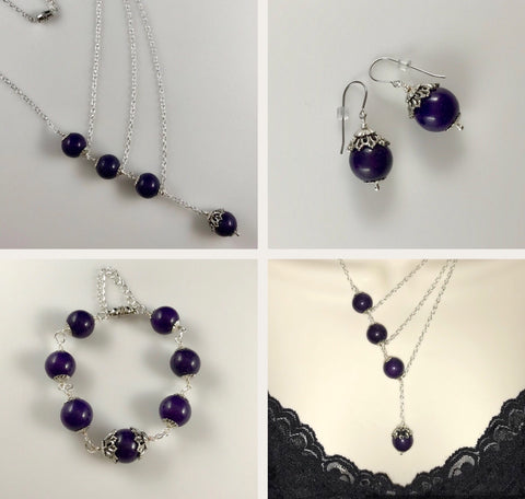 Purple Quartzite Jewelry Set